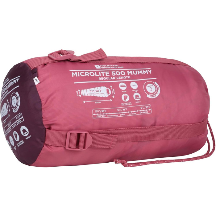 Спальний мішок Mountain Warehouse Microlite 500 Mummy для кемпінгу, трекінгу та подорожей (200 см, 2-3 сезони)