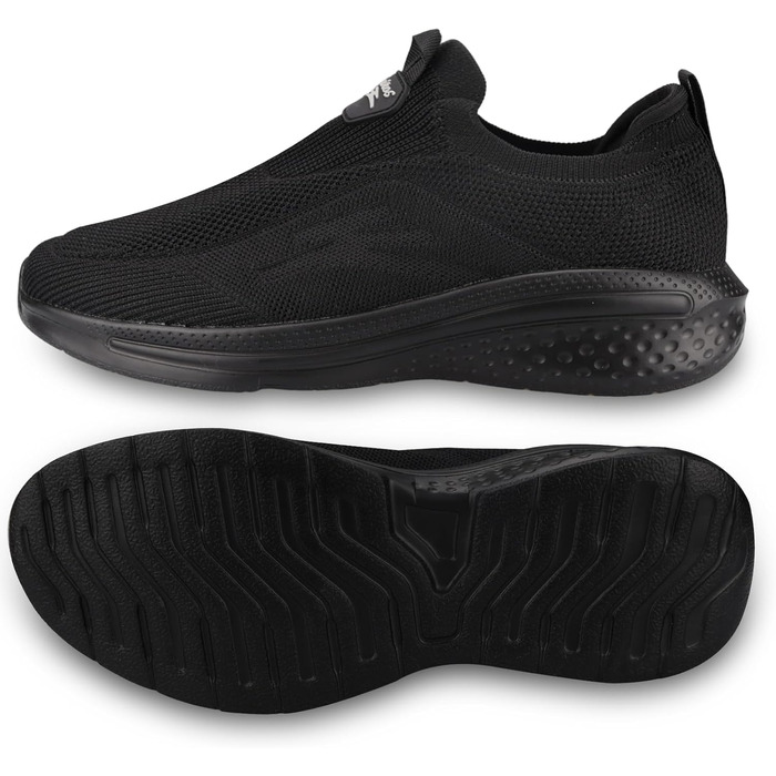 Чоловічі кросівки без шнурівків: зручні, дихаючі, легкі спортивні та повсякденні кросівки для бігу та прогулянок, чорні, 43 EU