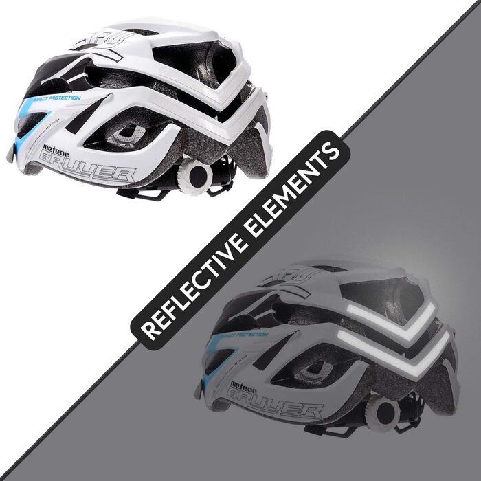 Велошолом meteor® GRUVER для дорослих і дітей, MTB, BMX, скейтборд, самокат, розмір L (58-61 см), білий/чорний/синій