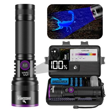 Ліхтарик ультрафіолетовий Shadowhawk 365nm 30W з фільтром, USB-зарядний, для виявлення сечі тварин, смоли, скорпіонів, перевірки банкнот, з LCD-дисплеєм
