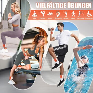 Набір манжет для ніг та рук BECOJADDE (0.45/0.9 кг) для фітнесу, кардіо, силових тренувань. Оранжевий градієнт