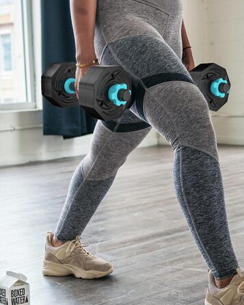 Набір гантелей ARUNDO Kurzhantel-Set 20 кг, 2-в-1: гантелі та штанга. Фітнес-набір для дому, обладнання для силових тренувань, неслизьке, регульоване гантельне обладнання. Оселедець гантелі 9 кг.