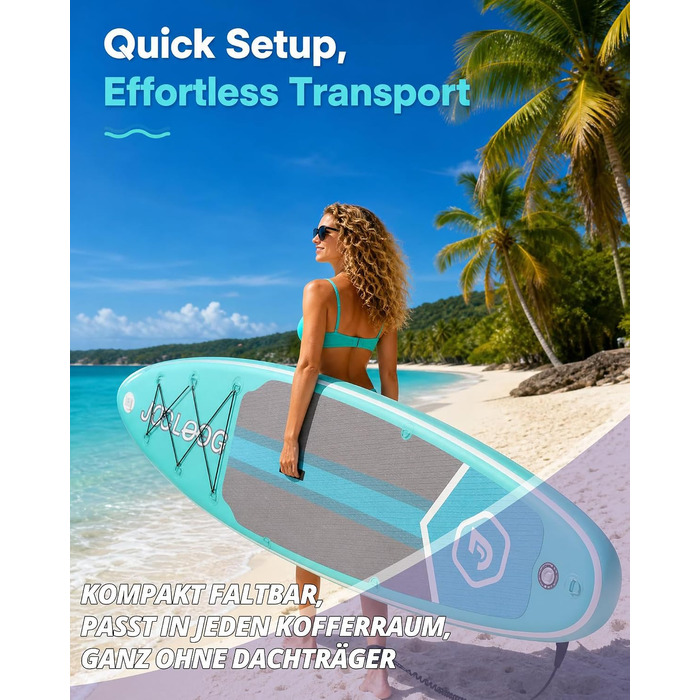 SUP дошка Premium Allround для початківців та досвідчених, з сидінням, до 200 кг, 320x81x15 см, м'ятно-бірюзово-біла + тримач для камери