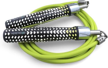 Стрибкове кабель HEREROPE 1/4LB з підшипниками для швидкості, кардіо, боксу та фітнесу. Зручні ергономічні ручки, неплутане кабель Neo-Green M - 2.59м (для зросту 1.65м - 1.73м)