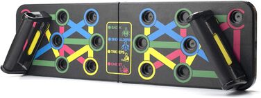 JL Sport Тренажер для віджимань 14-в-1 Push-Up Rack Board для дому та фітнесу, чорний, багатокольоровий