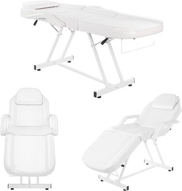 Лежак для масажу LEADZM, 3 зони, регульована висота, для салонів краси, SPA, перукарень (білий)