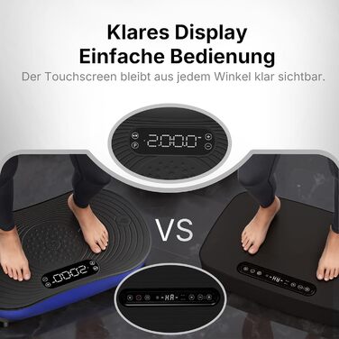 Вібраційна платформа MERACH для тренувань та формування тіла, 99 рівнів швидкості, Bluetooth-динамік, LED-сенсорний екран, еластичні шнури (блакитна)