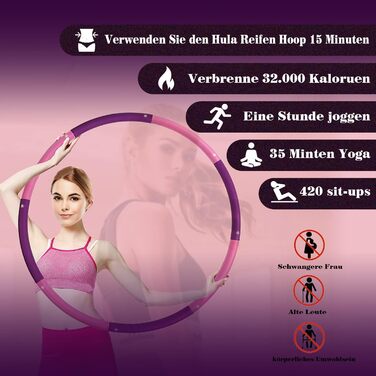 Фітнес обруч Hoola Hoop 2,3 кг для схуднення, 8 секцій, 100 см, для дорослих, новачків і досвідчених, тренажер для дому