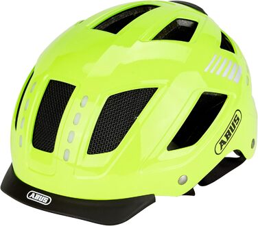 Велошолом ABUS Hyban 2.0 LED з переднім і заднім світлом, жовтий, XL (58-63 см), міцний корпус, для чоловіків і жінок