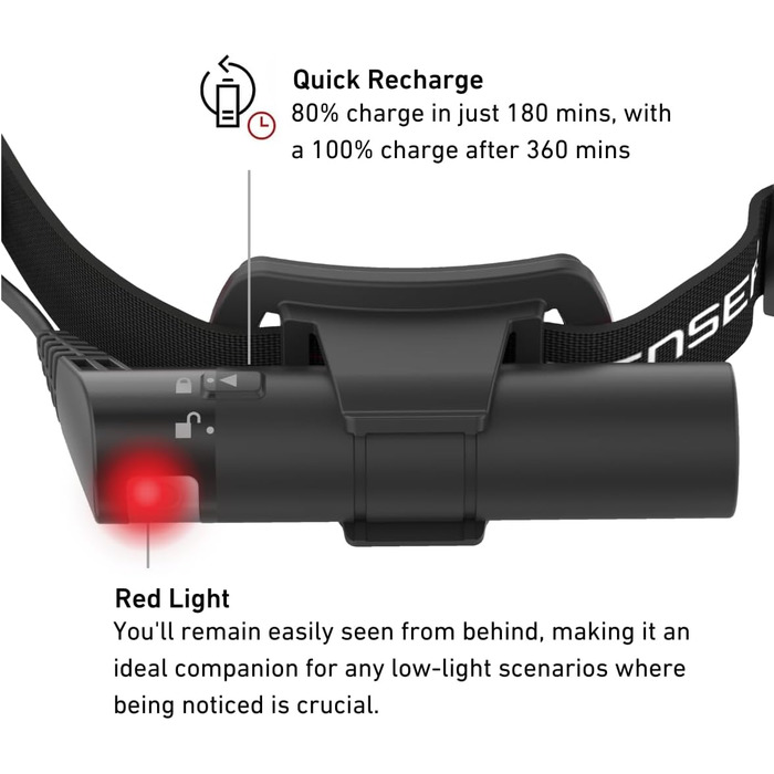 Ledlenser H8R SE - ліхтар налобний LED, 700 люмен, перезарядна, дальність 170 м, 70 годин роботи, комплект з акумулятором, чохлом та USB кабелем