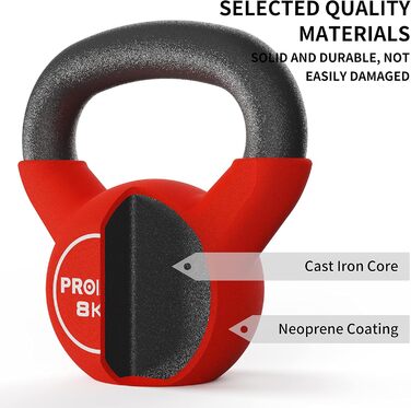 Гиря PROIRON 8 кг з неопреновим покриттям, для фітнесу, захист підлоги, преміум-якість