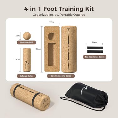 Набір балансувальних дощок Sportneer з натурального корку з сумкою – тренажер для ніг та балансу, для полегшення болю в ногах, тренування склепіння стопи, покращення балансу та стабільності, зміцнення гомілковостопного суглоба