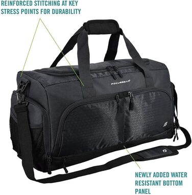 Сумка для спортзалу FocusGear Ultimate Gym Bag 2.0, водостійка, 10 відділень, міцна, зелена, 29,8×26,7×50,8 см