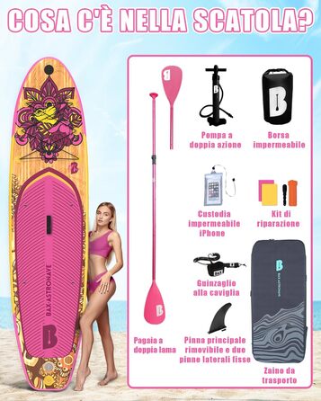 Надувне SUP-борд BAX ASTRONAVE Wood-Pink: Комплект для SUP-серфінгу з аксесуарами