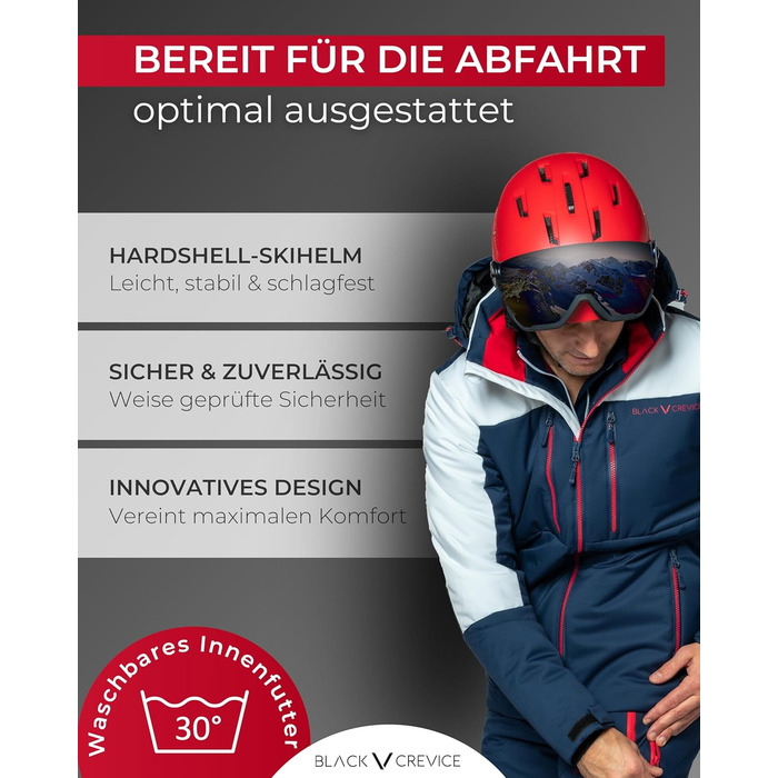 Чорний шлем для гірськолижного спорту Crevice Ischgl – міцний, спортивний, дихаючий, регульований, розмір S, білий