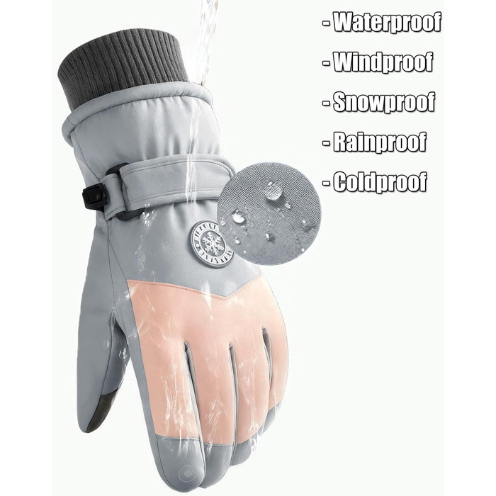 Чоловічі зимові рукавички KXF з шкіри, утеплені флісом, вітронепроникні, теплих кольорів (світло-сірий, рожевий)