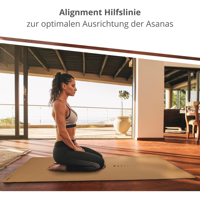Преміум йогамат з корку (4 мм) - нековзна фітнес-мат з розміткою - мат для пілатесу + сумка для йоги Eclipse