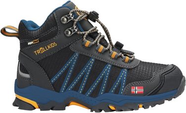 Дитячі трекінгові черевики Trolltunga Hiker Mid від Trollkids, 29 EU, чорно-сталево-блакитні