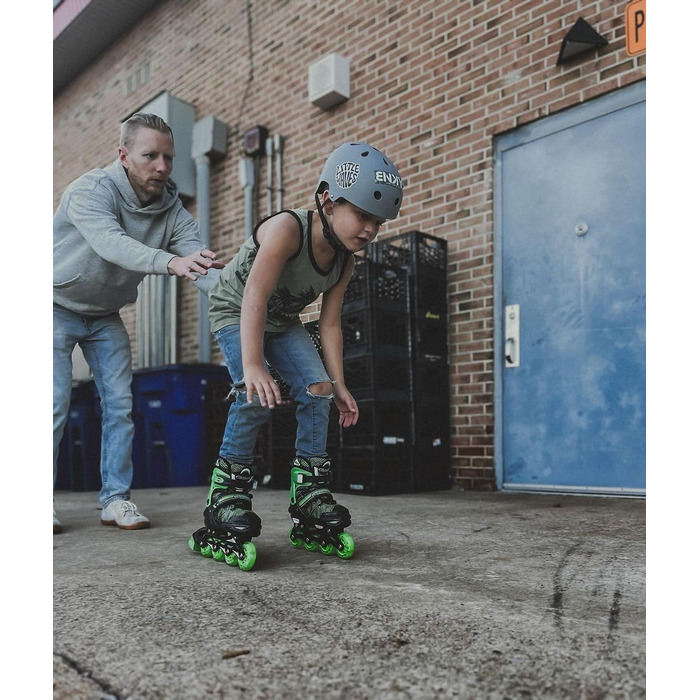 Роликові ковзани Nattork для хлопчиків з підсвічуванням, розмір 32-36, зелені