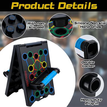 Дошка для віджимань 24-в-1, багатофункціональний тренажер, тренажер для грудей, складаний портативний, для дому, обладнання для домашнього спортзалу, аксесуари для силових тренувань та домашніх тренувань