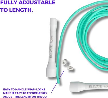 Набір скакалок Elevate Rope: 2 шт. з регулюванням, додаток для тренувань, для дорослих та дітей, швидкісні та з перлинками, для занять в приміщенні та на вулиці (блакитний)