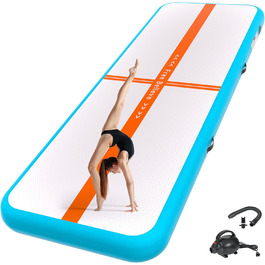 Гімнастичний надувний мат для чередлінгу, йоги, паркуру, пляжу, парку, води. Товщина 10.2/15.2 см. Розмір 3м x 1м x 0.1м. Синій, помаранчевий колір.