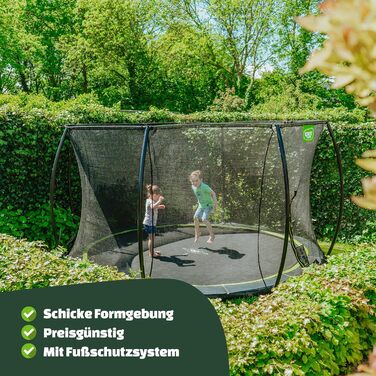 EXIT Toys Наземний батут Silhouette, діаметр 244 см, зелений - з сіткою та захистом, для дітей