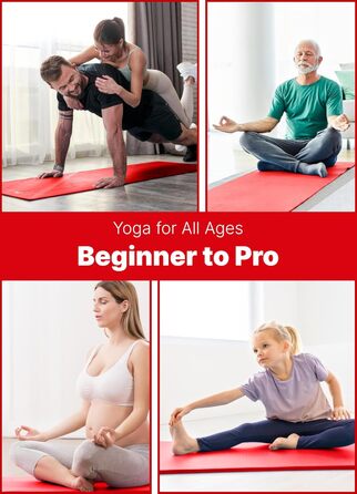 ROMIX Килимок для йоги, 15 мм, з антиковзаючою поверхнею, з сумкою та ременем, для фітнесу, пілатесу, медитації, червоний