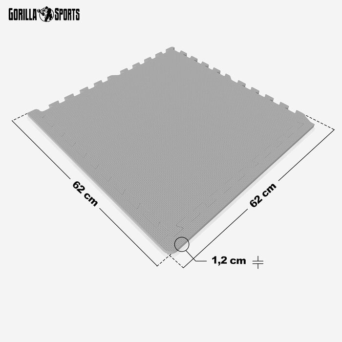 GORILLA SPORTS захисні мати EVA, 6 шт, 60x60x1,2 см, антиковзкі, для фітнесу, підлоги, спортзалу, басейну, з крайками, вибір кольору
