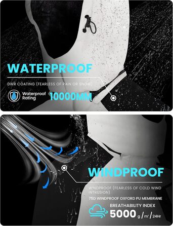 Жіноча водонепроникна куртка WULFUL для сноубордингу та катання на лижах, зимова куртка з відстібаною капюшоном, білий та чорний колір