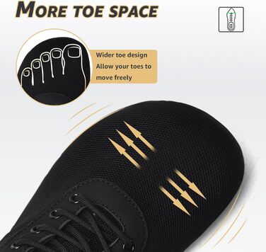 ASHION Унісекс босі кросівки для жінок та чоловіків. Широкі кросівки для ходьби, трейлраннінгу та бігу по вулицях. Розмір 39 EU, широка колодка, чорний/коричневий колір.