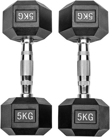 Гантелі Hexagon Studio 10 кг (2×5 кг), прогумовані, чорні