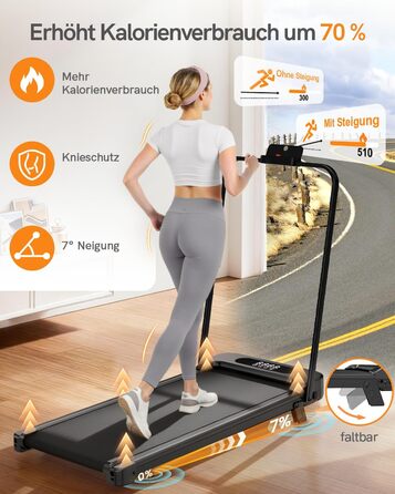 Біговий доріжка HomeFitnessCode з нахилом - Walkpad для дому. Компактний, електричний, 1-8 км/год. Чорний