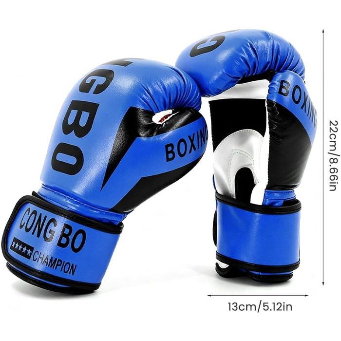 Боксерські рукавички для дітей 3-12 років, 6 oz, синій. Рукавички для спарингу та тренувань, PU шкіра