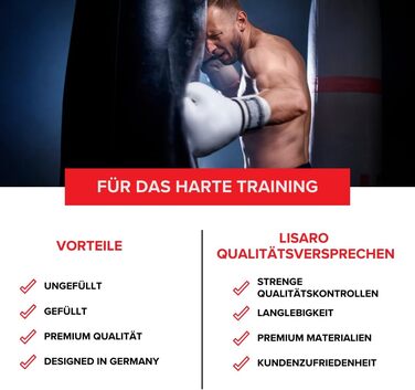 Боксерський мішок Lisaro Profi 150 см - для будь-якого спорту, 40 кг, з металевою ланцюгом, виготовлений з штучної шкіри (вініл), студійного рівня, коричневий