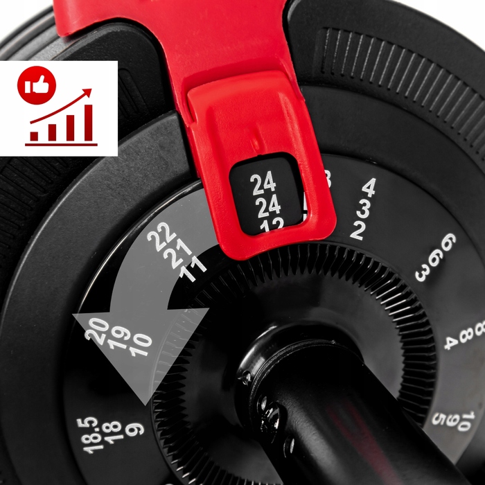 Регульовані гумовані гантелі Sapphire, 1 x 24 кг