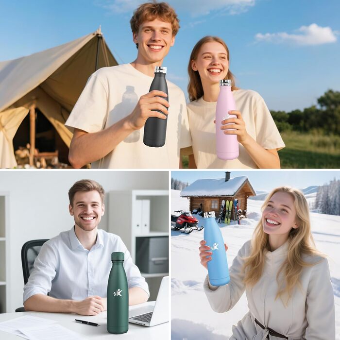 Фляга спортивна з нержавіючої сталі 750 мл - термофляга, без BPA, витримує CO2, для фітнесу, велоспорту, армійсько-зелена