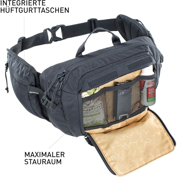 Поясний рюкзак EVOC HIP Pack 3л з гідросистемою, чорний (регульований пояс, Airflow Contact System, Venti Flap, 1,5л питна система)