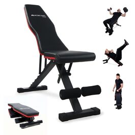 Багатофункціональна складана лава для гантелей Mobiclinic Flexfit, регульована спинка та сидіння, витримує до 120 кг, для тренувань вдома
