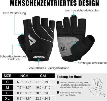 Велосипедні рукавички ATERCEL для чоловіків та жінок, 5 мм SBR-подушка, дихаючі спортивні рукавички, амортизуючі MTB-рукавички, чорний, XL