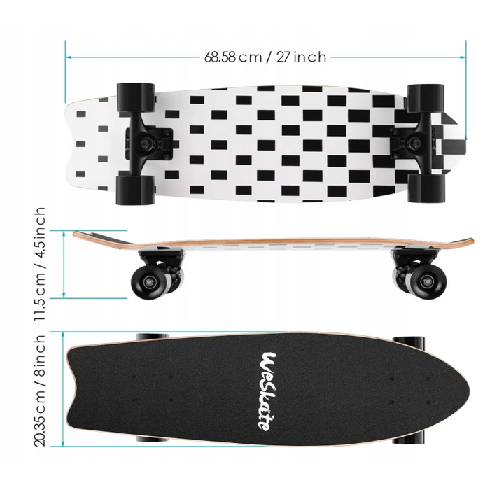 Круїзер-скейтборд Hikole 27 × 8 | Підшипники ABEC-11, універсальна модель