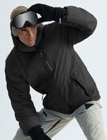 Водонепроникна лижна куртка GEMYSE для чоловіків, вітронепроникна з флісовою підкладкою, зимова куртка з капюшоном (XL, сірий колір)