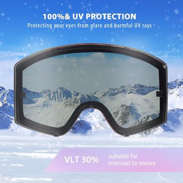 Комплект лижних масок EXP VISION для батьків і дітей, антифог, 100% UV захист, OTG, для сноуборду та лиж, унісекс, ліловий