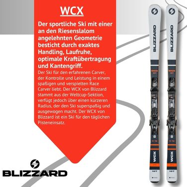 Льодоступи для фріраїду Blizzard WCX - повний камбер та рокер - з кріпленнями TLT10 Demo Z3-10 - для досвідчених та хороших лижників - слаломні лижі для підготовлених трас