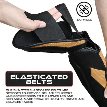 Нагороники для ніг BEAT RAGE для кікбоксингу, муай-тай, ММА, BJJ, карате, тхеквондо (золотий)