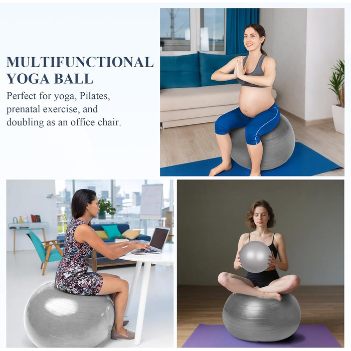 Фітбол Flintronic 55/65 см з насосом, для йоги, фітнесу, вагітності, анти-burst, товстий