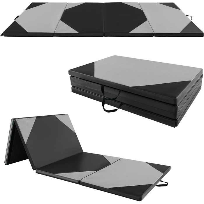 Складаний гімнастичний мат COSTWAY 300x120x5 см, сірий-чорний, переносний, для йоги та фітнесу
