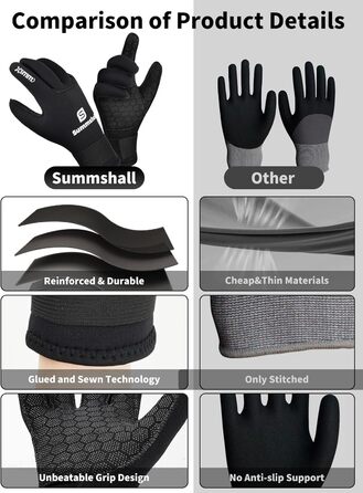 Чоловічі неопренові рукавички Sushall для плавання, серфінгу, каякінгу, дайвінгу, 3 шт., 5 мм, чорний (L)