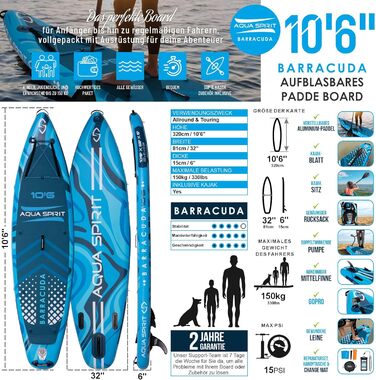 Надувна SUP-дошка Aqua Spirit 320x81x15 см, комплект каяк-набір з веслом, рюкзаком, насосом та аксесуарами, для дорослих початківців і експертів, 2 роки гарантії