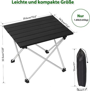 Складаний туристичний стіл Liantral: легкий, компактний, з сумкою для пікніка, кемпінгу, риболовлі та відпочинку на природі